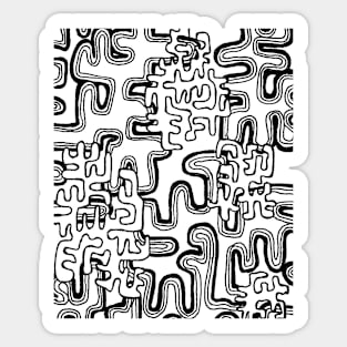 A Maze Ing Black and White Tangle Transparent Background Sticker